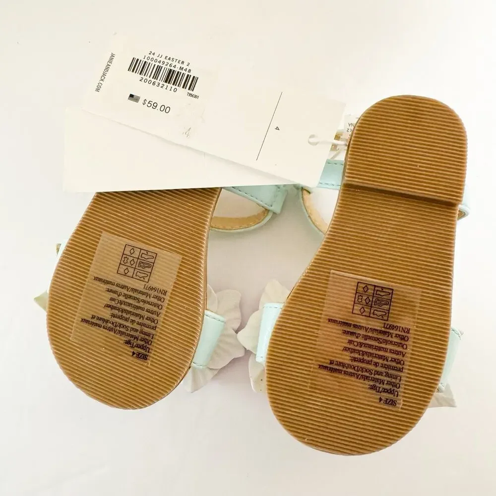 Janie And Jack Flower Sandal SIZE 4T Mint Floral‎ NWT